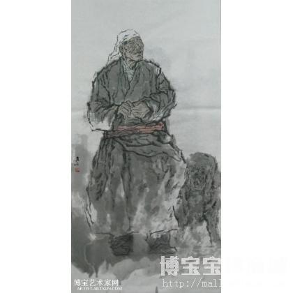 等待 写意人物画 史广信作品 类别: 写意人物画